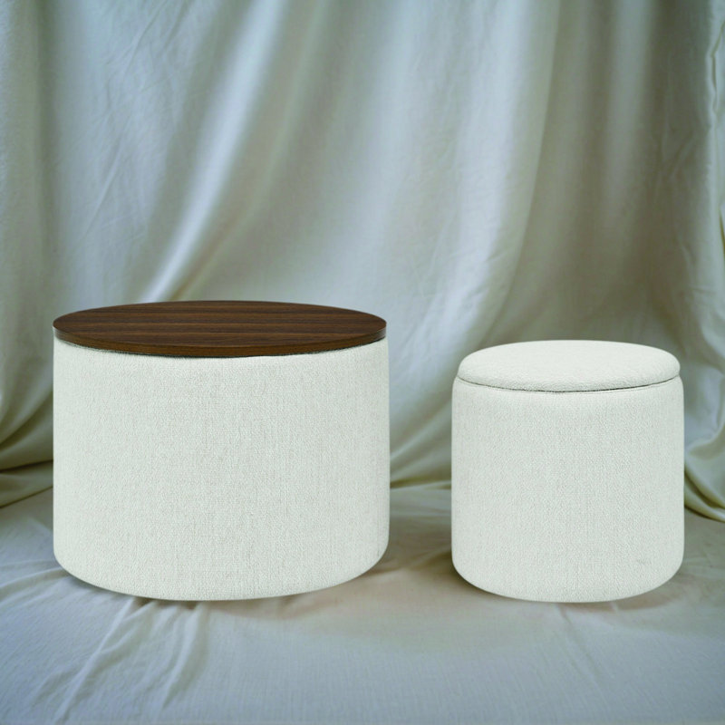 Repose-pieds 2-en-1 en chenille avec tabouret de rangement dissimulé, panneau durable, table basse multifonctionnelle