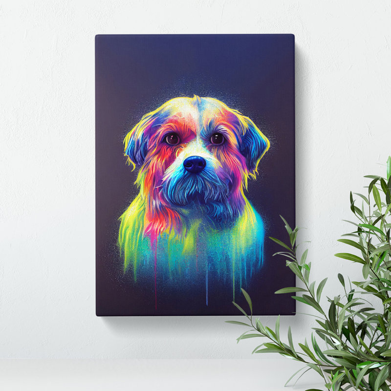 Neon Dog No.5 - Wrapped Canvas, 60cm H x 40cm W x 3cm D