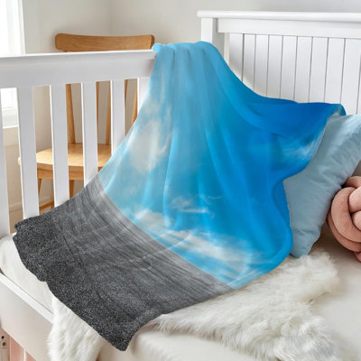 Blue Ultra Soft Flannel Fleece Throw Blanket,New Road Sky Car Street Single-Sided Print