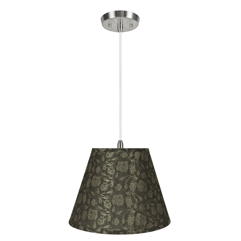 Luminaire suspendu conique à 1 lumière Melvin, H 9 po x l 12 po x P 6 po, Blanc cassé / vert