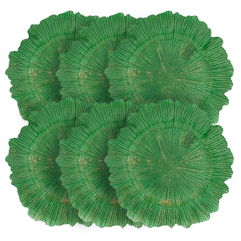 Assiettes de récif en plastique 13 po de diamètre - Ensemble de 6, Vert