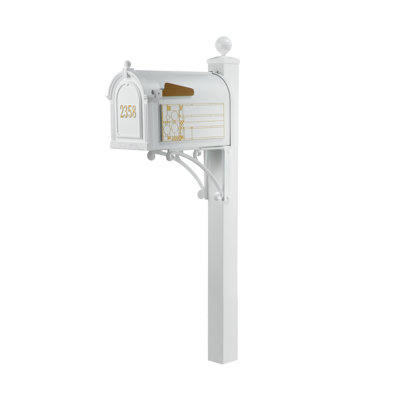 Package: Deluxe Mailbox Frank Lloyd Wright Coonley Package #1 (Capitol Mailbox, Deluxe Post, Personalized Door, Non-Personalized Coonley Side Plaques)