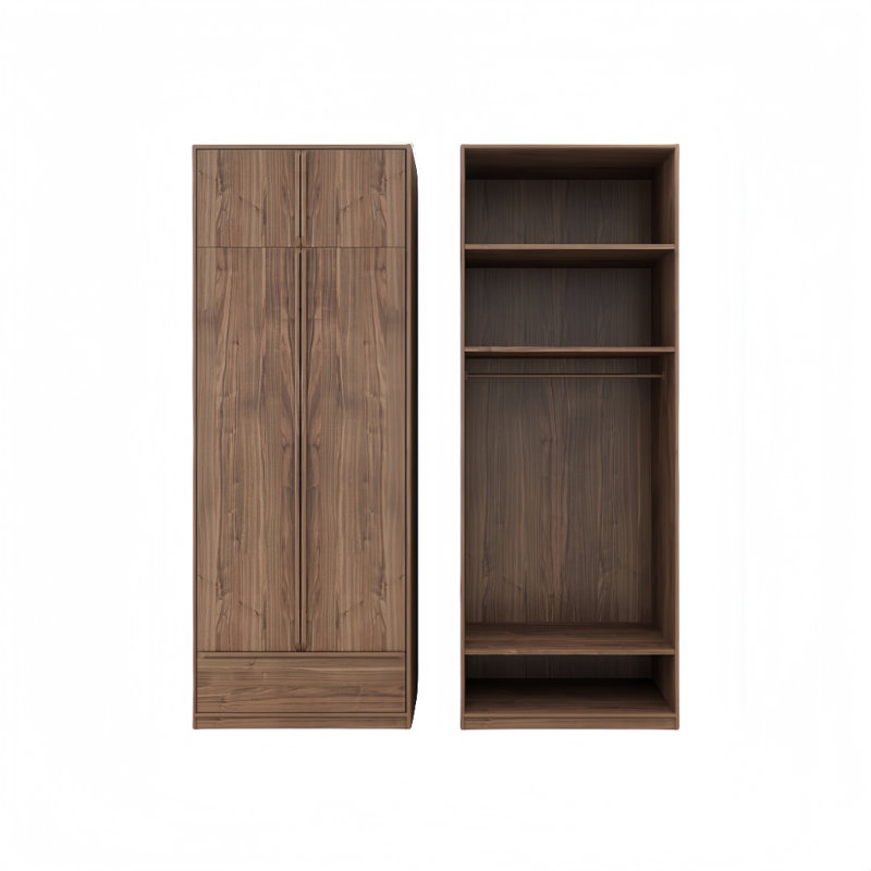 Classic Black Walnut Simple Wardrobe, 94.49" H x 35.43" W x 23.62" D
