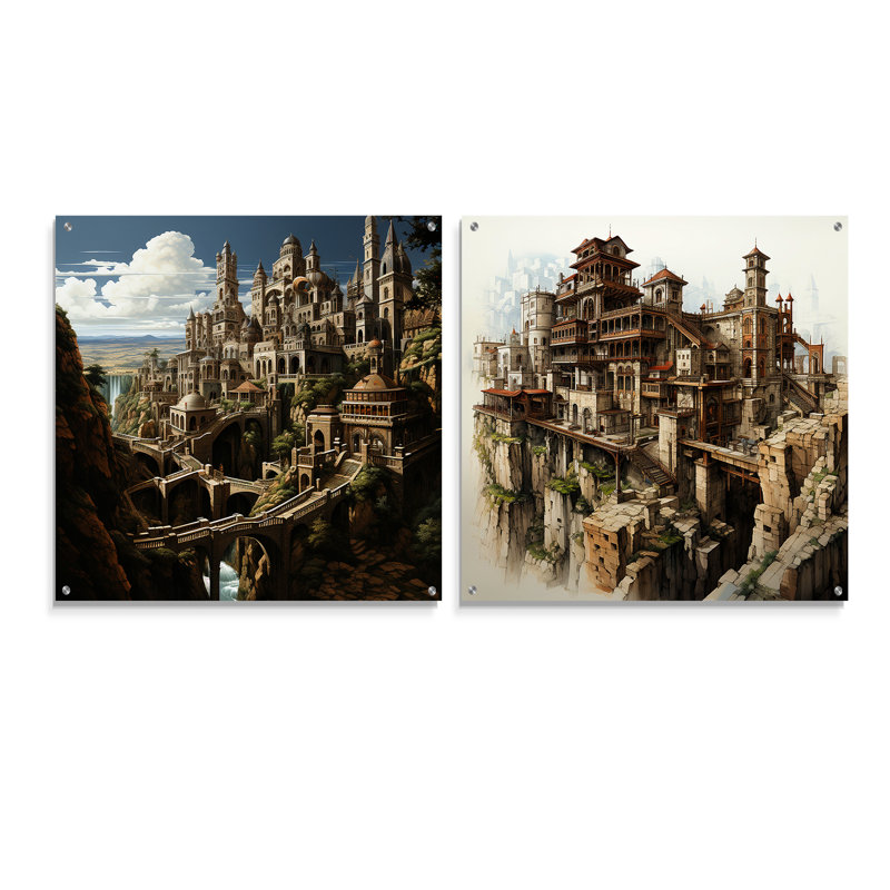Ensemble de 2 peintures murales en acrylique, H 16 po x l 33 po