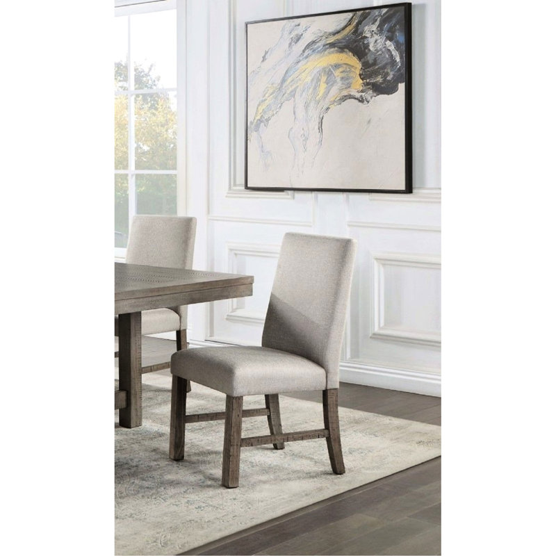 Chaises de salle à manger modernes gris avec coussins rembourrés confortables et supports de style transitionnel avec structure en bois massif