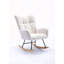 Fauteuil berçant à oreilles en tissu Teddy avec poche de rangement latérale, chaise berçante d'allaitement douce et confortable, base en bois massif robuste et sécuritaire, chaise d'appoint polyvalente pour chambre de bébé et salon, blanc-1827501016