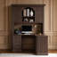 Bureau de coin en L de 210 cm de haut avec tablette, 8 tiroirs et placards, brun-133949184