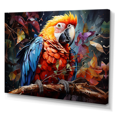 Blue And Orange Vibrant Parrot Paradox I - Parrot Wall Art Living Room