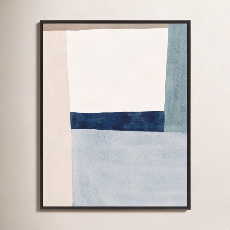 Composition in Blue 2 par Julia Balfour - reproduction de cadre photo, H 25 po x l 20 po x P 1,38 po, Toile encadrée noire