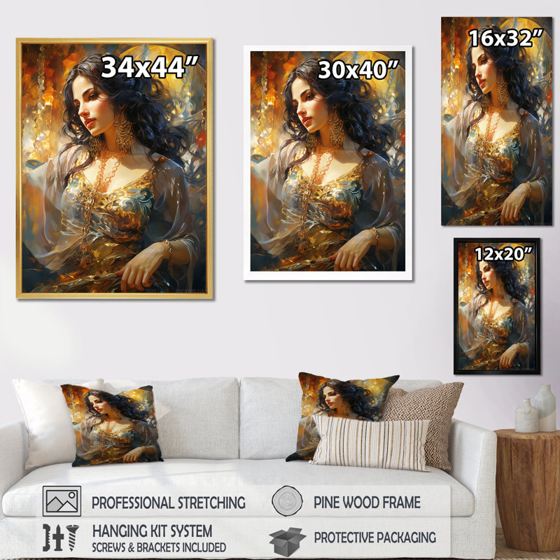 Moyen-Orient mouvements de danseuse du ventre sur toile, Cadre simple noir, H 32 po x l 16 po x P 1 po