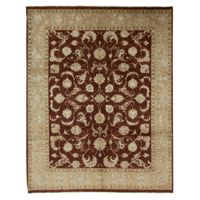 Tapis rouille et beige noué à la main de haute qualité