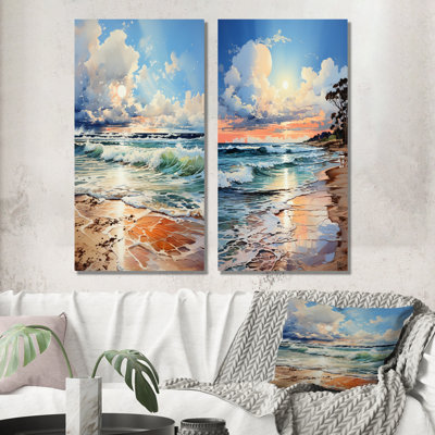 «Coastal Tranquility Horizon», ensemble d'art mural sur toile océan