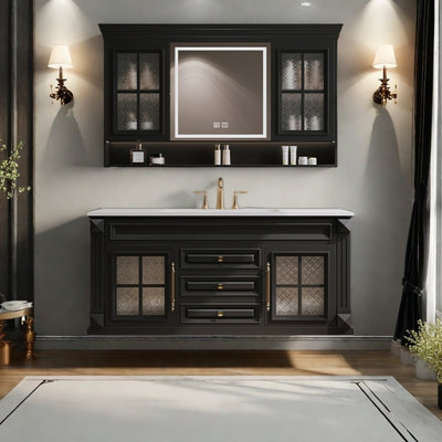 French light luxury retro style bathroom cabinet