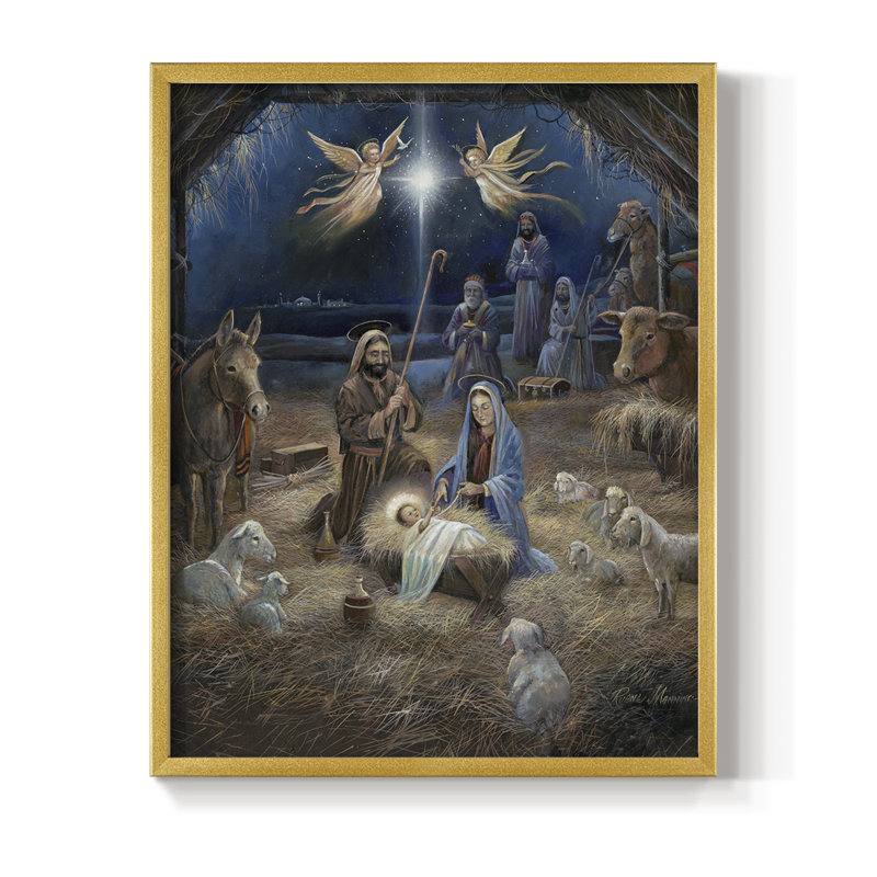 Silent Night Framed Print - Solid Wood, 14" H x 11" W