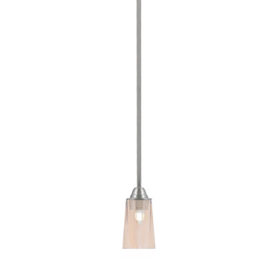Suspension Ahern Mini, finition nickel brossé, 11,4 cm (L) x 16,5 cm (H), verre ambré dégradé