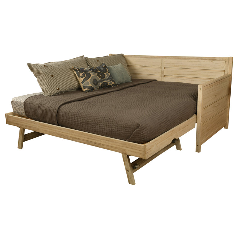 Braunste Twin Wood Daybed with Trundle, Mattresses Not Included, Weathered White