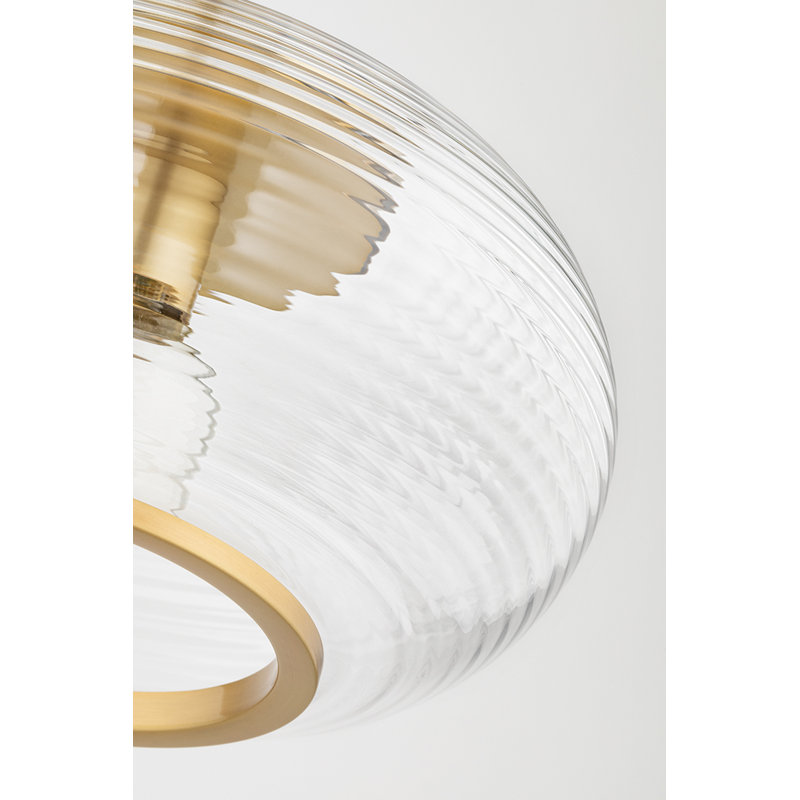 Elegant Aged Brass Globe Flush Mount with Clear Glass Shade