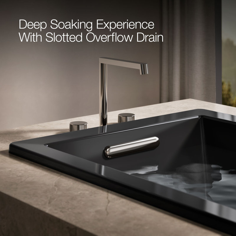 Whirlpool Bath with Reversible Drain, Black