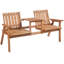 Banc en bois orange - Patio avec table du milieu et trou pour parasol