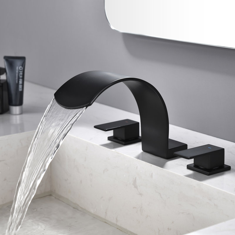 Robinet de baignoire romaine à fixation sur plateau à 2 poignées, Noir, noir, noir, noir