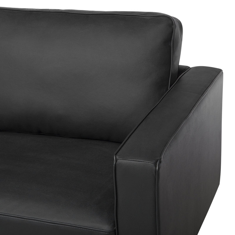 Desdemona 3 Seater Faux Leather Sofa, Black