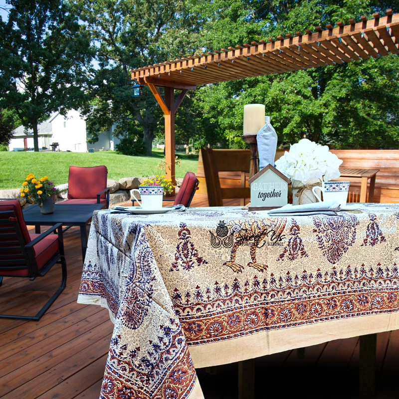 Merl Rectangle Floral Cotton Tablecloth