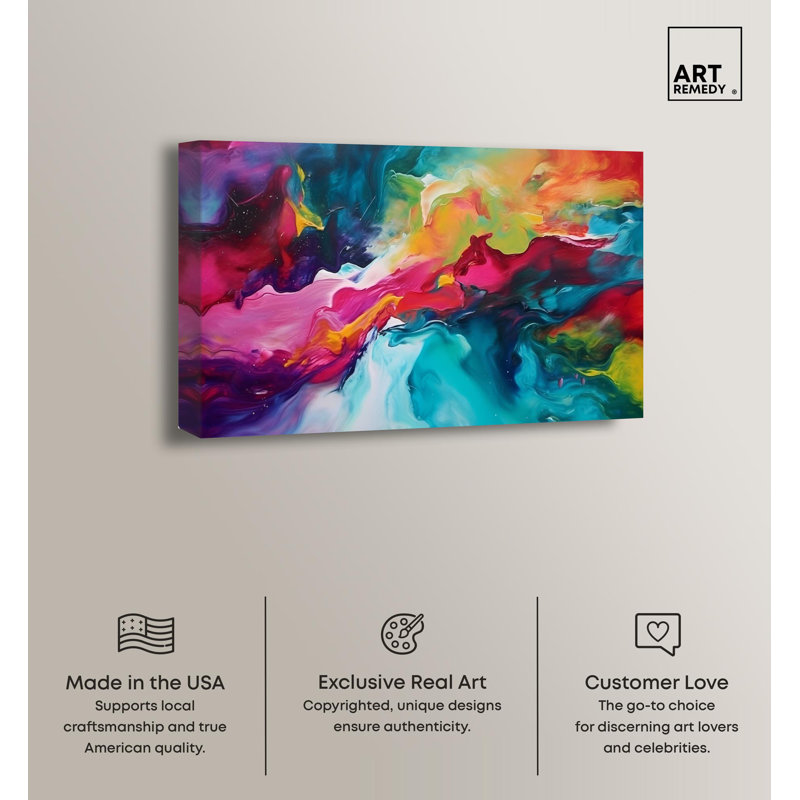 Colorful Galaxy Wrapped Canvas Abstract Art - 36" x 24"