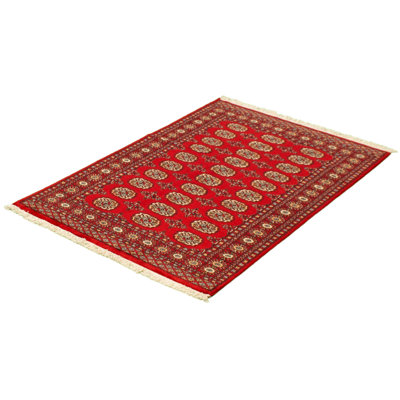 Tapis de bois one-of-kind à la main-noué la 2010 bokhara rouge 4 pi x 6 pi 1 po Yaak