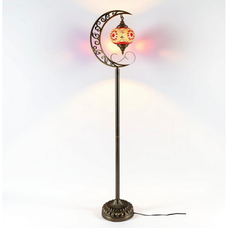Lampe sur pied en mosaïque en verre teinté Turkish Moon