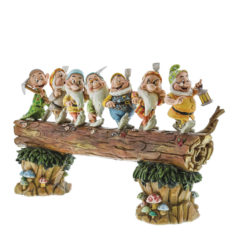 Disney Snow White Seven Dwarfs Resin Figurine on Log