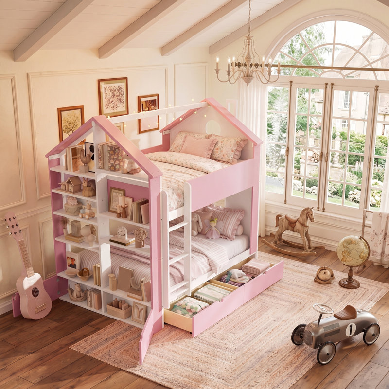 Lit superposé Benedict Modern Kids avec bande lumineuse à DEL, tiroirs de rangement et tablettes pour le plaisir et l'organisation