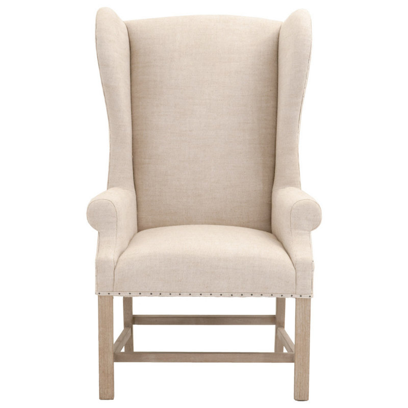 Bahia Upholstered Wingback Chair, Beige Polyester Blend