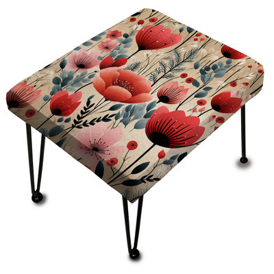 Charme de jardin rustique rouge et vert - Repose-pieds rectangulaire floral