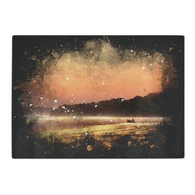 Tempered Glass Boat Under an Orange Sunset Chopping Board