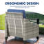 Ensemble de 2 chaises longues d'extérieur en osier gris avec coussins bleus pour véranda ou terrasse