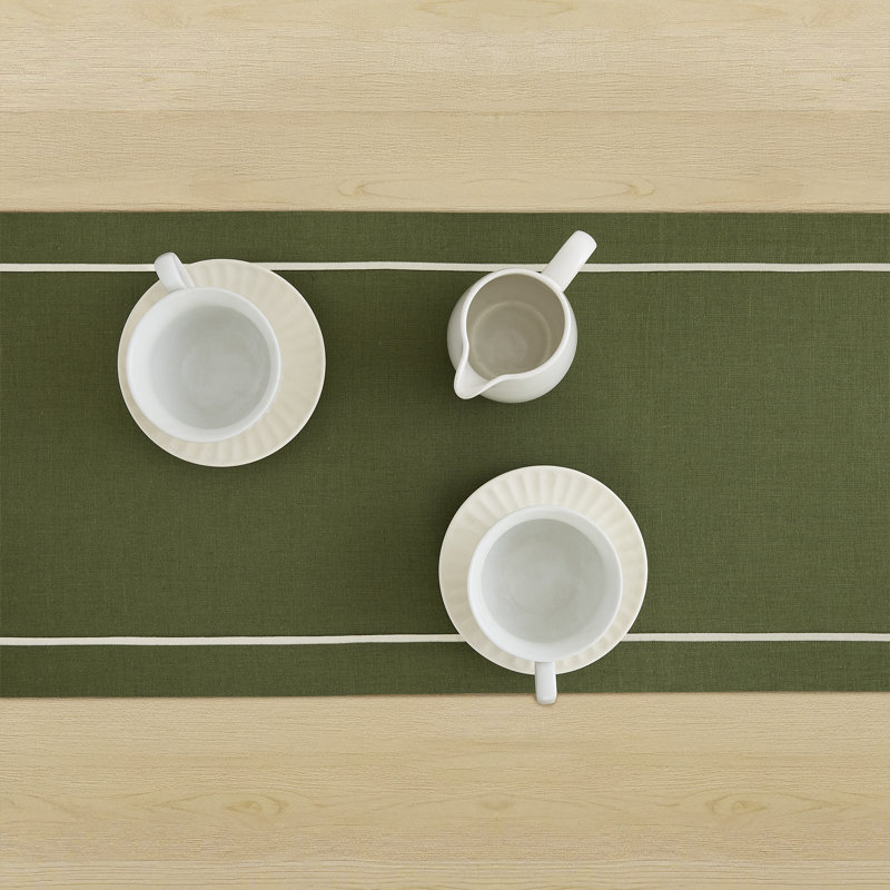 100% Pure Linen Table Runner -kensington, 60" x 14", Olive
