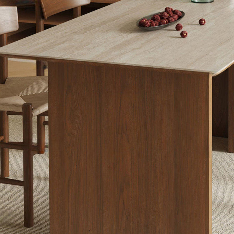 Ensembles de table de salle à manger épais en ardoise et en bois multi-couches., H 29,53 po x L 70,87 po x l 35,43 po