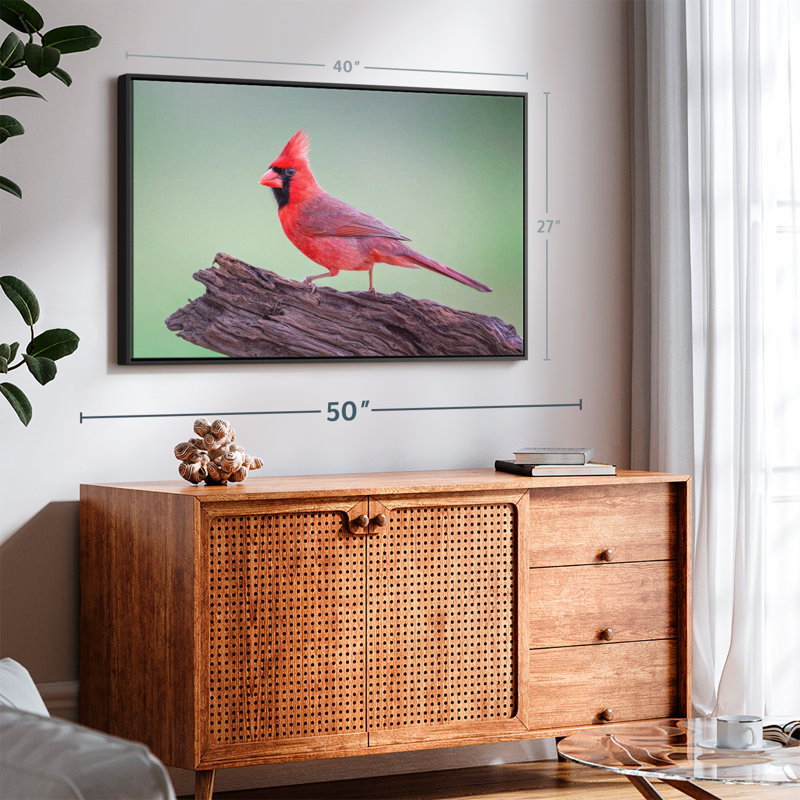 "Cardinal sur bois, art mural", H 27 po x l 40 po