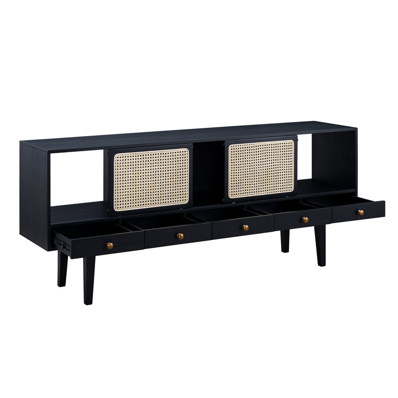 Saroja TV Stand for TVs up to 70", Black/Natural