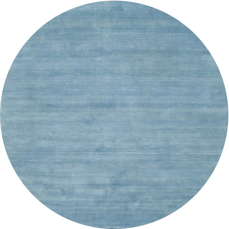 Tapis de zone bleu contemporain, Rond 8 pi