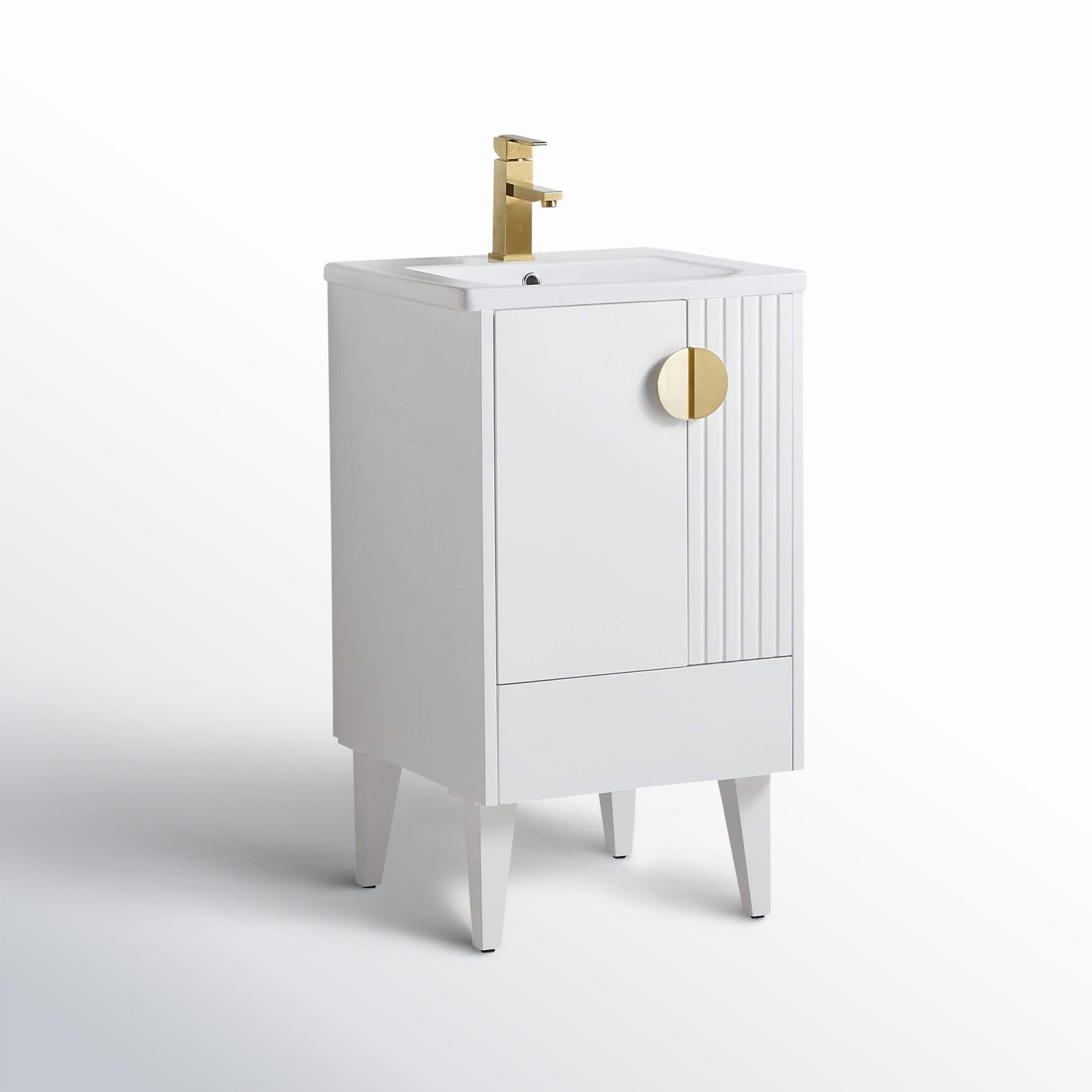 Saimah 20'' Single Bathroom Vanity, White Matte, Satin Brass