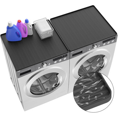 Washer and Dryer Covers for the Top, 2PCS 25.6''x 23.6'' Silicone Washer Dryer Top Protector Mat, Non Slip Silicone Countertop Mat for Laundry,Kitchen , Desert Sage
