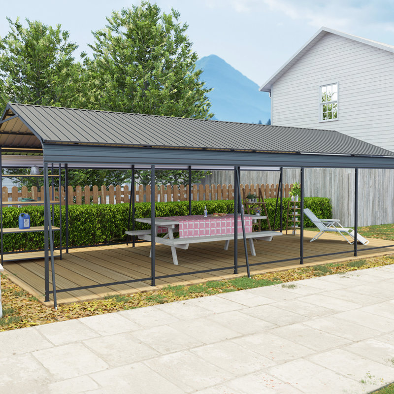 1326.5 Ft Carport, Galvanized Steel Construction For Severe Weather, Spacious Garage Boats, , Reinforced Base Stability Heavy Duty Carport Canopy, Metal Structure With High - Strength Weather Design,