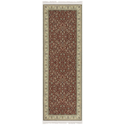 Machine Washable Wrinkle Free Flatweave Traditional Brick Red Area Rug for Living Room, Hallway