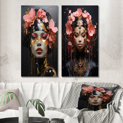 Ensemble de 2 impressions sur toile Rosegold Elegance