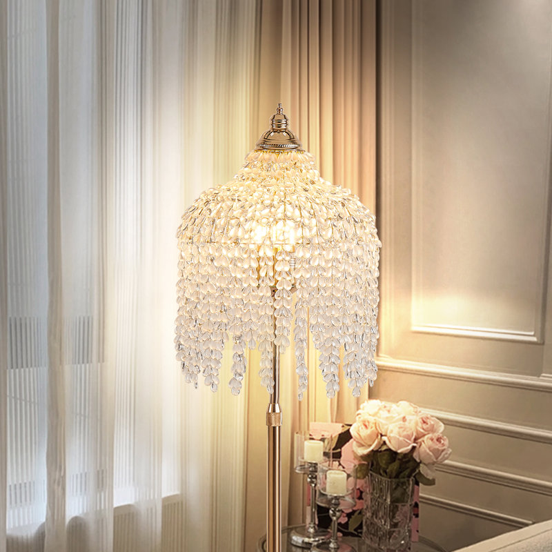 Lampe sur pied en cristal doré 63 "H