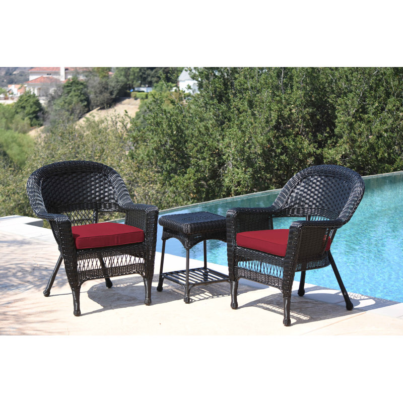 Byxbee 2 - Person Patio Conversation Set with Cushions, Black, Red