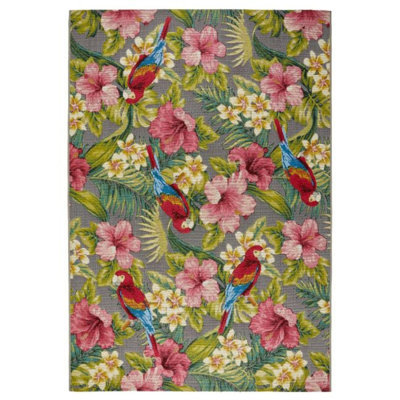 Allanie Rectangle Floral Flokati Indoor / Outdoor Area Rug