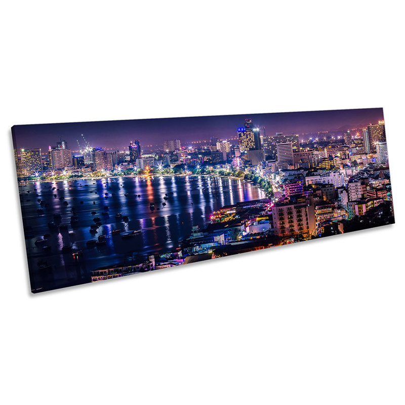 Pattaya Thailand Skyline City - Wrapped Canvas Panoramic Print, 30.48cm H x 91.44cm W