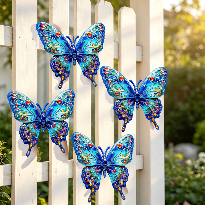 Ornement en fer, sculpture murale vintage, décoration intérieure et extérieure pour jardin, terrasse ou patio., Blue